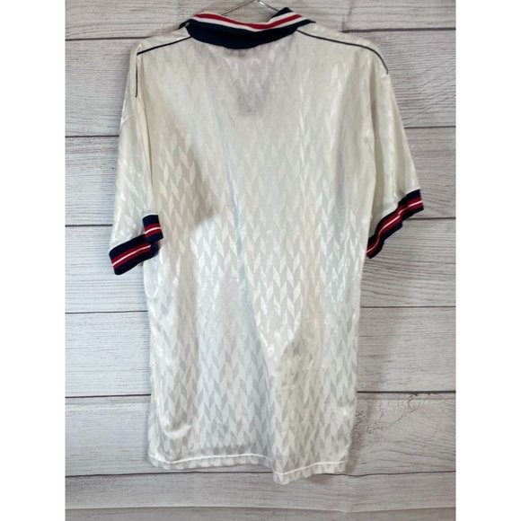 England - DDSS Men's White Soccer Short Sleeve Logo Polo Shirt - Size XL - Picture 6 of 6